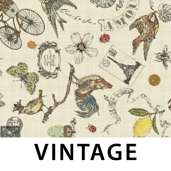 Laminated 100% Cotton - Vintage (Collage) - Image 2