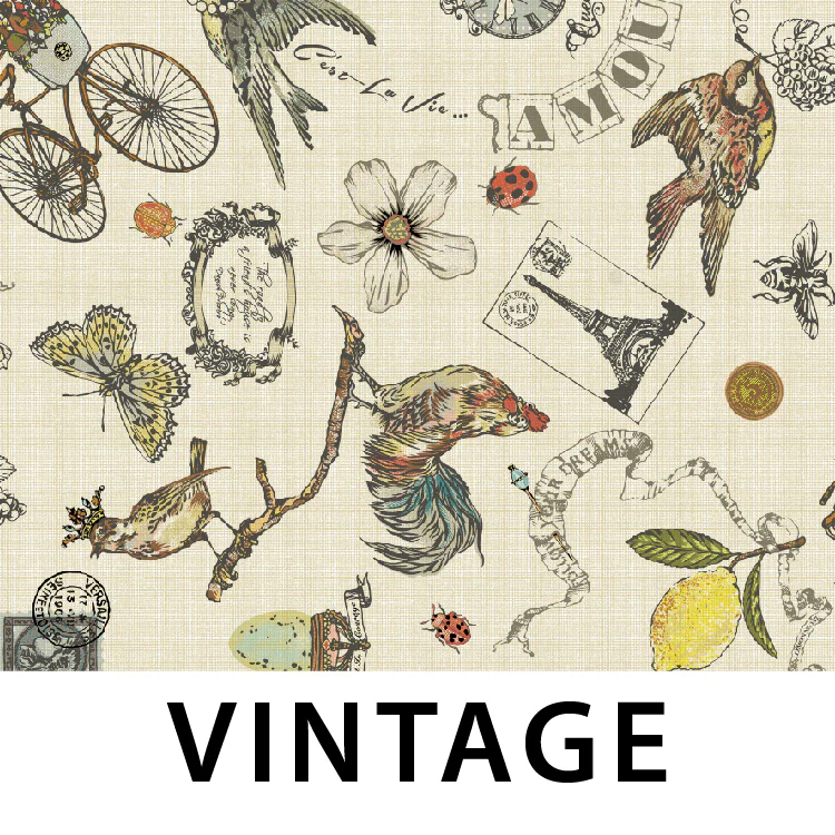 Laminated 100% Cotton - Vintage (Collage) - Image 2