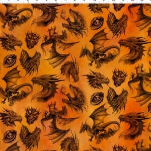 In The Beginning Fabrics - Emerald Reign - Orange Etching 23DRG-1