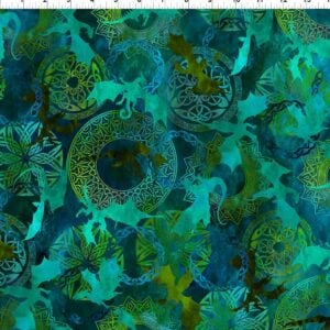 In The Beginning Fabrics - Emerald Reign - Emerald Flying Dragons 4DRG-5