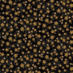 Timeless Treasures Fleur-CD3187 Black Tossed Gold Geranium