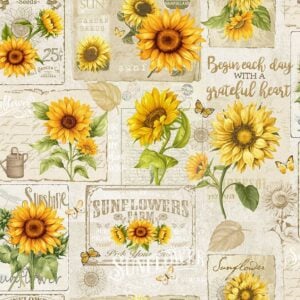Timeless Treasures Fleur-CD3360 Beige Sunflower Collage