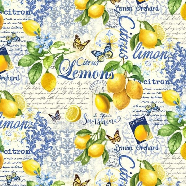 Timeless Treasures Fruit-CD3441 Cream Lemon Collage