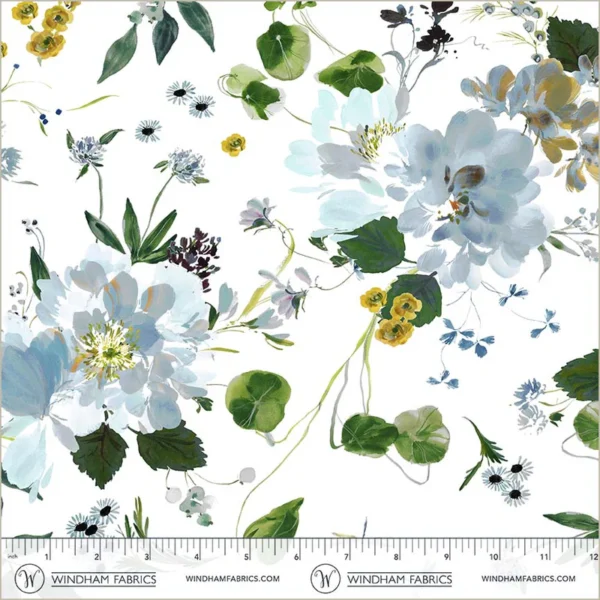 Windham Fabrics Bloomfield by Kelly Ventura - 54872D-4 White Peony Garden - Image 3