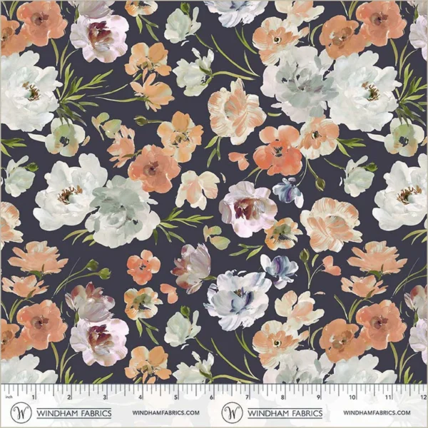 Windham Fabrics Bloomfield by Kelly Ventura - 54874D-19 Navy Ranunculus - Image 3
