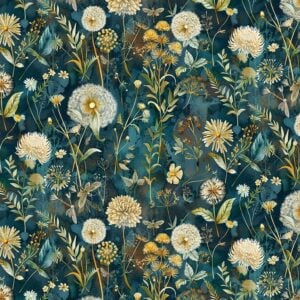 Timeless Treasures Forest Whisper Fleur-CD3683 Midnight Wild Floral - Night