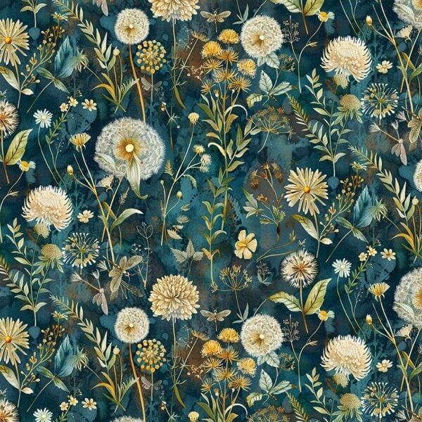 Timeless Treasures Forest Whisper Fleur-CD3683 Midnight Wild Floral - Night