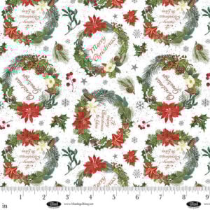 Blank Quilting Be Merry Shine Bright 4125-01 White Christmas Wreaths