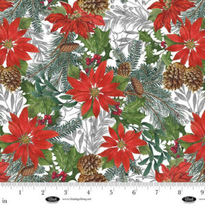 Blank Quilting Be Merry Shine Bright 4126-01 White Christmas Poinsettias