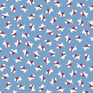 Marcus Fabrics - Aunt Grace Goes Scrappy by Judie Rothermel - R351535D Blue Scottie