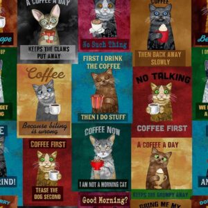 Timeless Treasures Coffee Cats CD3340 Multi