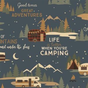 Clothworks Living the Dream Flannel - Y4535-93 Light Navy Toile