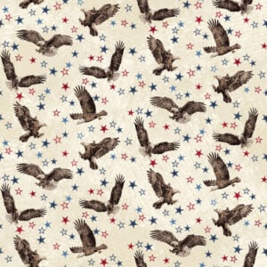 Northcott Fabrics - 27881-12 Beige Multi Eagles - Stonehenge Stars and Stripes 13 by Linda Ludovico