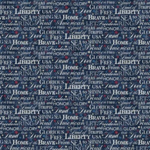Northcott Fabrics - 27885-49 Navy Multi Words - Stonehenge Stars and Stripes 13 by Linda Ludovico