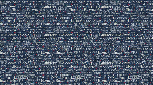 Northcott Fabrics - 27885-49 Navy Multi Words - Stonehenge Stars and Stripes 13 by Linda Ludovico