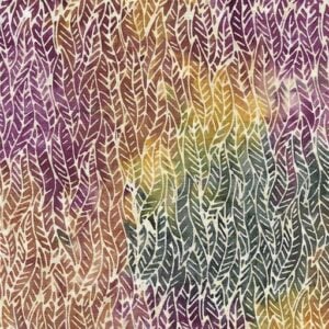 Island Batik / Lumin Fabrics 322403814 Braided Leaves - Multi Purple Grey Yellow