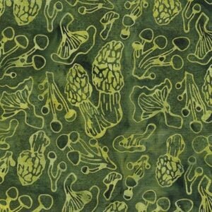 Island Batik / Lumin Fabrics - Forest Flora - 622401682 - Mushroom Time - Green Frog