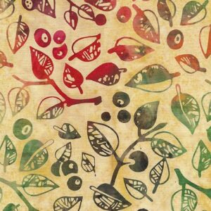 Island Batik / Lumin Fabrics - Forest Flora - 622406203 - Berries and Leaves - Yellow Parchment