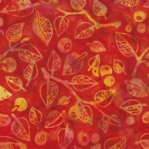 Island Batik / Lumin Fabrics - Forest Flora - 622406355 - Berries and Leaves - Red Candy