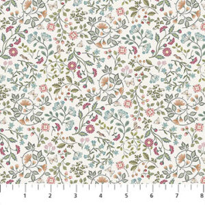 Northcott Fabrics - Woodland Heart DP28725-11 Cream Multi Mini Floral