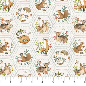Northcott Fabrics - Woodland Heart DP28727-11 Cream Multi Hexie