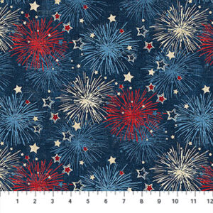 Northcott Fabrics - American Heartland 28732-49 Navy Multi Fireworks
