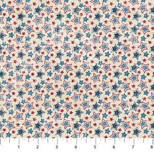 Northcott Fabrics - American Heartland 28735-11 Cream Multi Star Toss