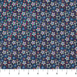 Northcott Fabrics - American Heartland 28735-49 Navy Multi Star Toss
