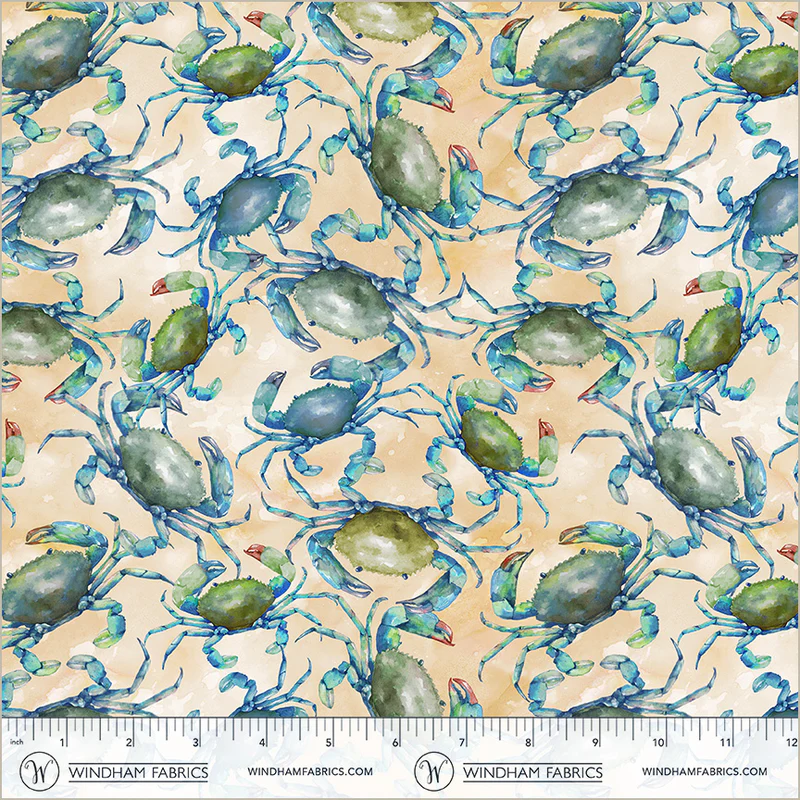 Windham Fabrics Ocean Life by Leslie Trimbach for Whistler Studios - 54987-3 Sand - Crab Consortium - Image 3