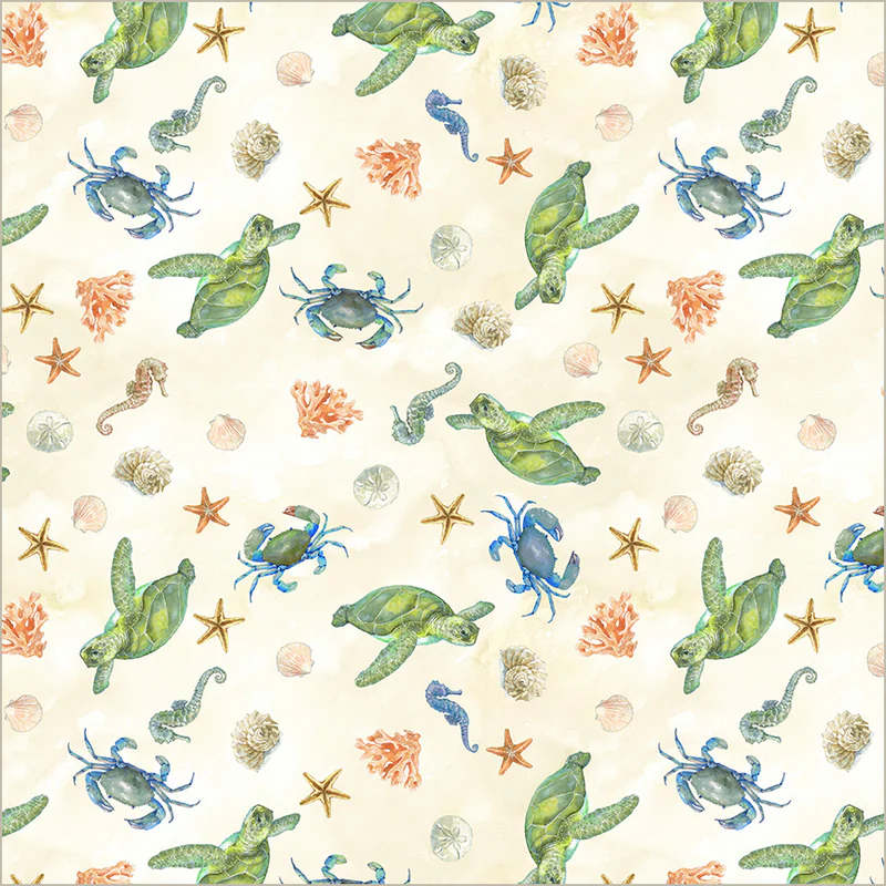 Windham Fabrics Ocean Life by Leslie Trimbach for Whistler Studios - 54988-4 Ivory - Undersea Life