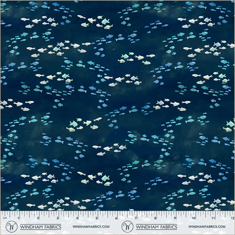 Windham Fabrics Ocean Life by Leslie Trimbach for Whistler Studios - 54989-6 Marine - Shoal - Image 3