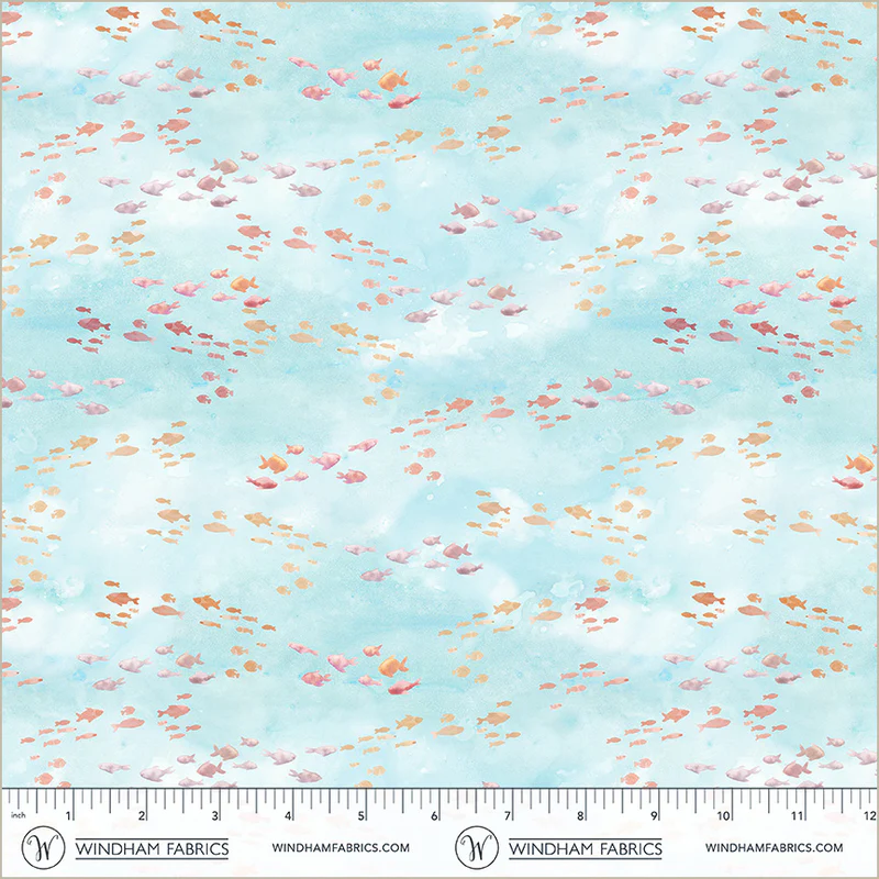 Windham Fabrics Ocean Life by Leslie Trimbach for Whistler Studios - 54989-7 Turquoise - Shoal - Image 3