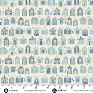 Andover - Driftwood by Makower UK - MU-174-Q1 Light Cream Beach Huts