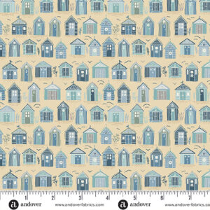 Andover - Driftwood by Makower UK - MU-174-Q5 Mid Cream Beach Huts