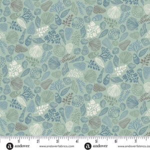 Andover - Driftwood by Makower UK - MU-176-G Green Shells