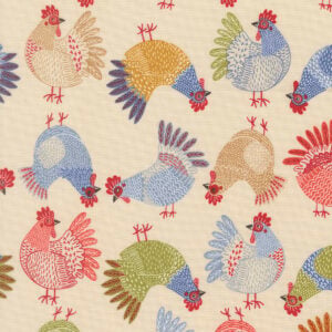 Moda - The Henhouse by Gingiber - 48433 11 Cloud Tossed Chickens