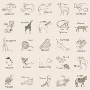 Moda Animal Park Fun by Stacy Iest Hsu - 20968 21 Dove Charcoal Animal Park Block Panel 36" x 44"