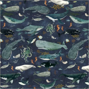 Windham Fabrics Deep Blue by Katherine Quinn - 55255D-1 Deep Blue Creatures of the Sea
