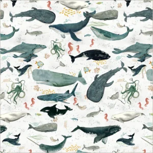 Windham Fabrics Deep Blue by Katherine Quinn - 55255D-2 Foam Creatures of the Sea