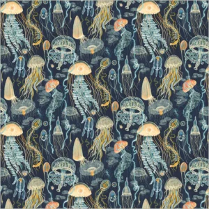 Windham Fabrics Deep Blue by Katherine Quinn - 55259D-1 Deep Blue Jellyfish Field