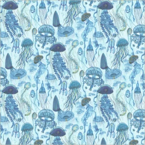Windham Fabrics Deep Blue by Katherine Quinn - 55259D-3 Aqua Jellyfish Field