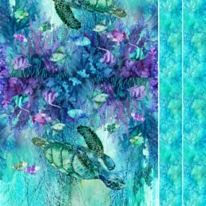 Northcott Fabrics - Coral Reef - C28885-66 Turquoise Multi Canvas Bag Panel 28" x 43"