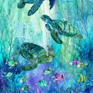 Northcott Fabrics - Coral Reef - DP28875-66 Turquoise Multi Panel 28" x 43"