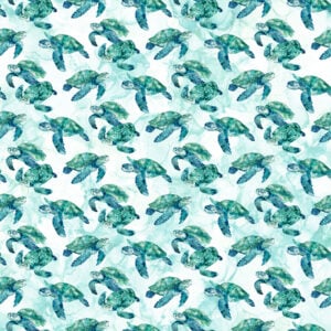Northcott Fabrics - Coral Reef - DP28878-10 White Multi Turtles