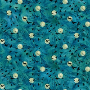 Northcott Fabrics - Raven's Call - DP28948-66 Teal Flying Ravens