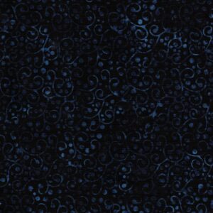 an image of a dark blue fabric with a pattern of dots and swirls