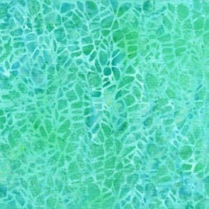 image of aqua and teal fabric printed with an abstract pattern of small irregular shapes or striations