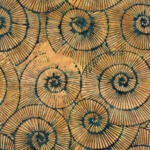 image of green spiral shapes on a gold & orange background