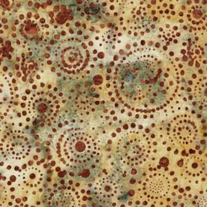 an image of grey and cream fabric with a swirling pattern of circles of dots
