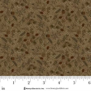an image of olive green fabric with a small tonal floral print